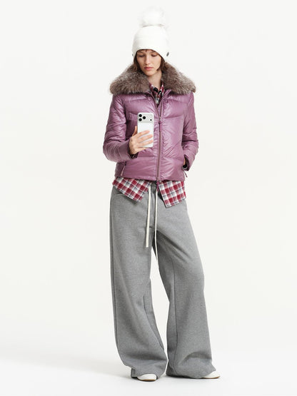 RUN TO THE FUTURE Fox Fur Trim Zipper Hooded Thickened Women&