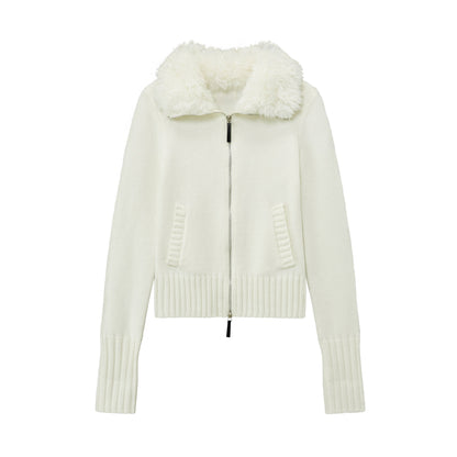 RUN_TO_THE_FUTURE_Fur_Trim_Cardigan_Slim_Fit_Wool_Blend_Women&