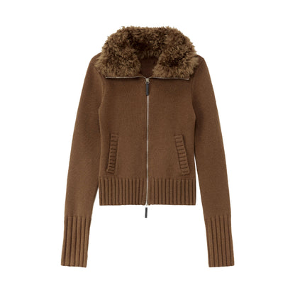RUN_TO_THE_FUTURE_Fur_Trim_Cardigan_Slim_Fit_Wool_Blend_Women&