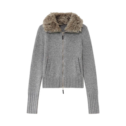 RUN_TO_THE_FUTURE_Fur_Trim_Cardigan_Slim_Fit_Wool_Blend_Women&