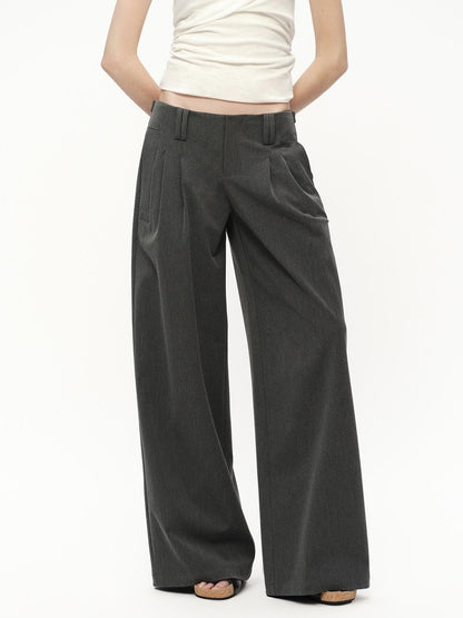 RUN TO THE FUTURE Gray No Waistband Mid Low Rise Tailored Drape Women&