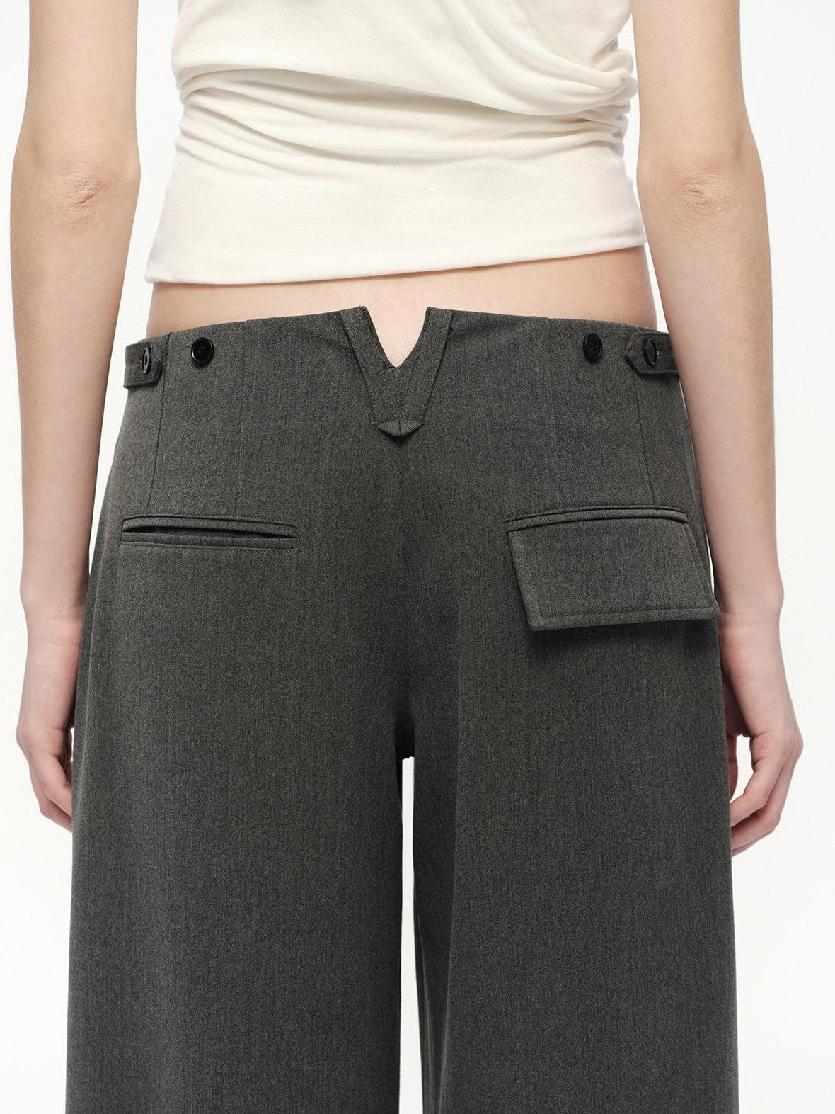 RUN TO THE FUTURE Gray No Waistband Mid Low Rise Tailored Drape Women&
