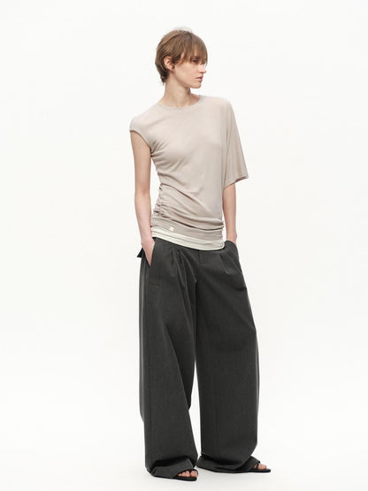 RUN TO THE FUTURE Gray No Waistband Mid Low Rise Tailored Drape Women&