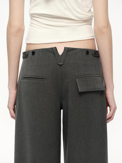 RUN TO THE FUTURE Gray No Waistband Mid Low Rise Tailored Drape Women&