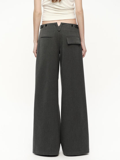 RUN TO THE FUTURE Gray No Waistband Mid Low Rise Tailored Drape Women&