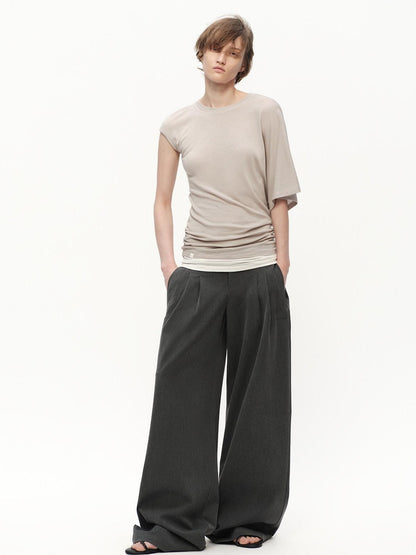 RUN TO THE FUTURE Gray No Waistband Mid Low Rise Tailored Drape Women&