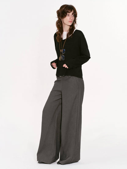 RUN TO THE FUTURE Gray Structured Drapey Low Waist Pockets Women&
