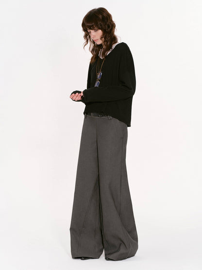RUN TO THE FUTURE Gray Structured Drapey Low Waist Pockets Women&