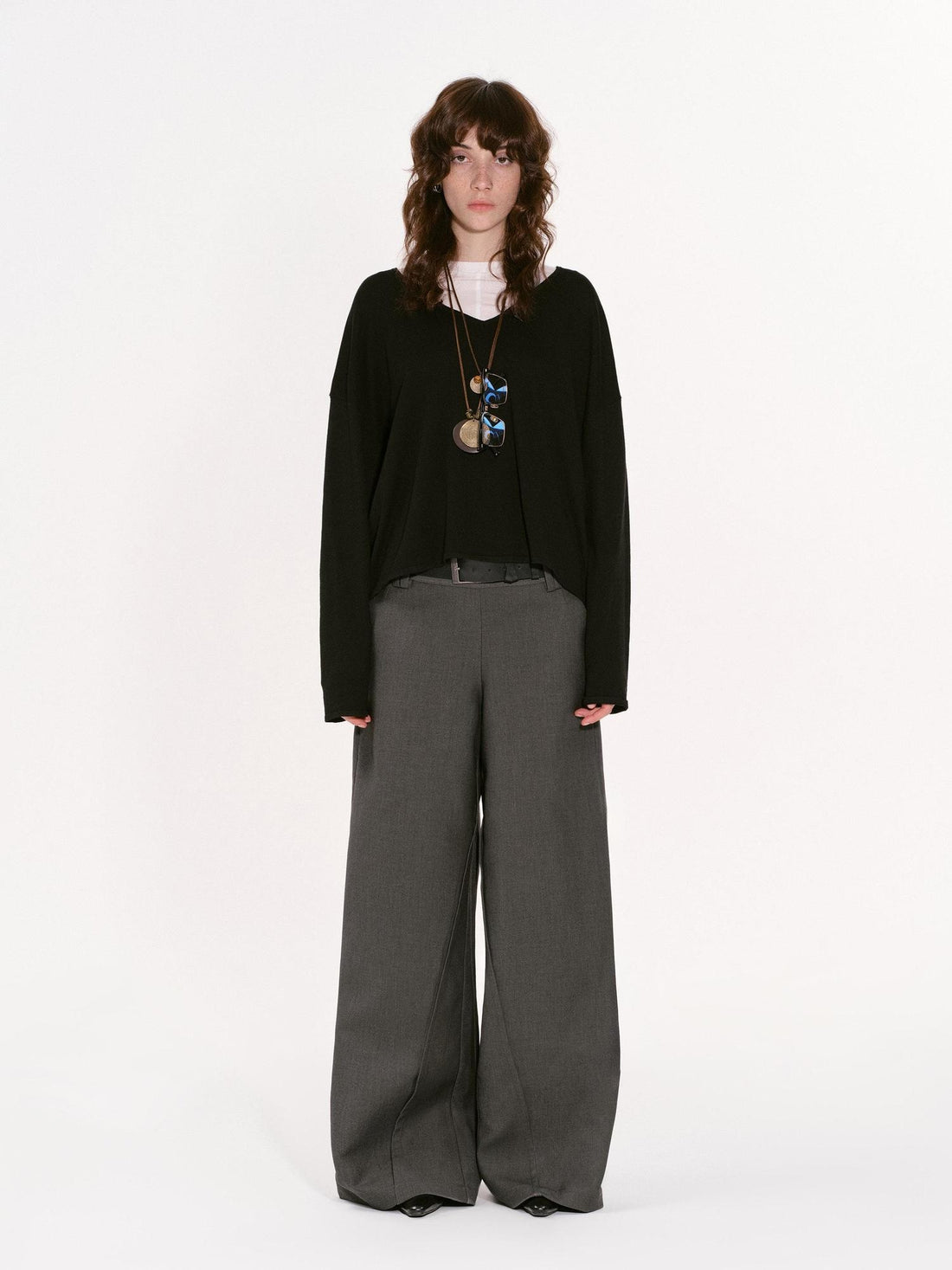 RUN TO THE FUTURE Gray Structured Drapey Low Waist Pockets Women&