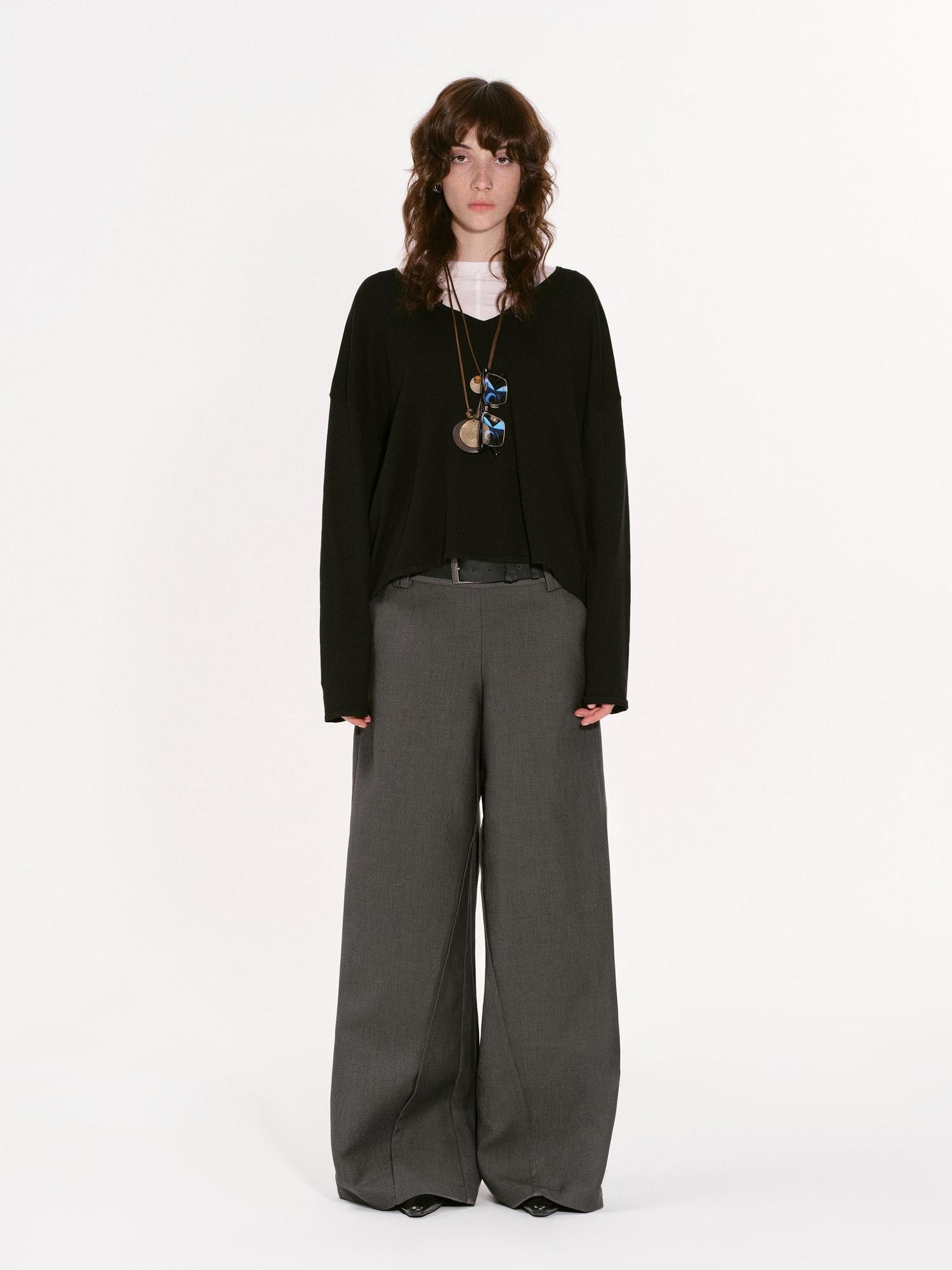 RUN TO THE FUTURE Gray Structured Drapey Low Waist Pockets Women&