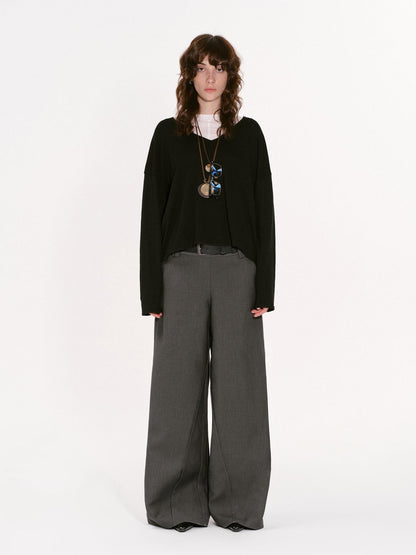 RUN TO THE FUTURE Gray Structured Drapey Low Waist Pockets Women&