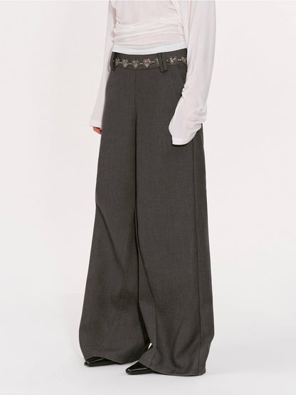 RUN TO THE FUTURE Gray Structured Drapey Low Waist Pockets Women&
