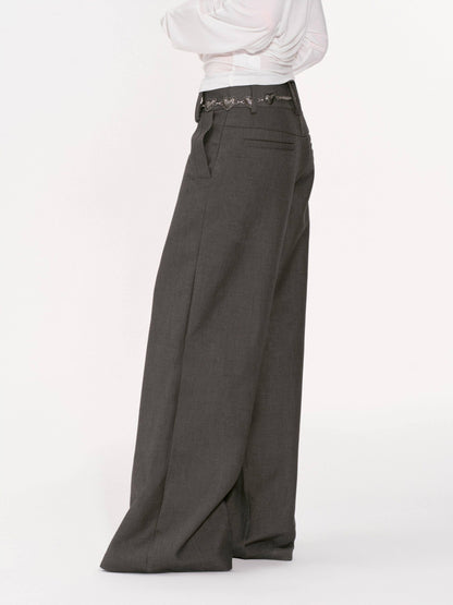RUN TO THE FUTURE Gray Structured Drapey Low Waist Pockets Women&