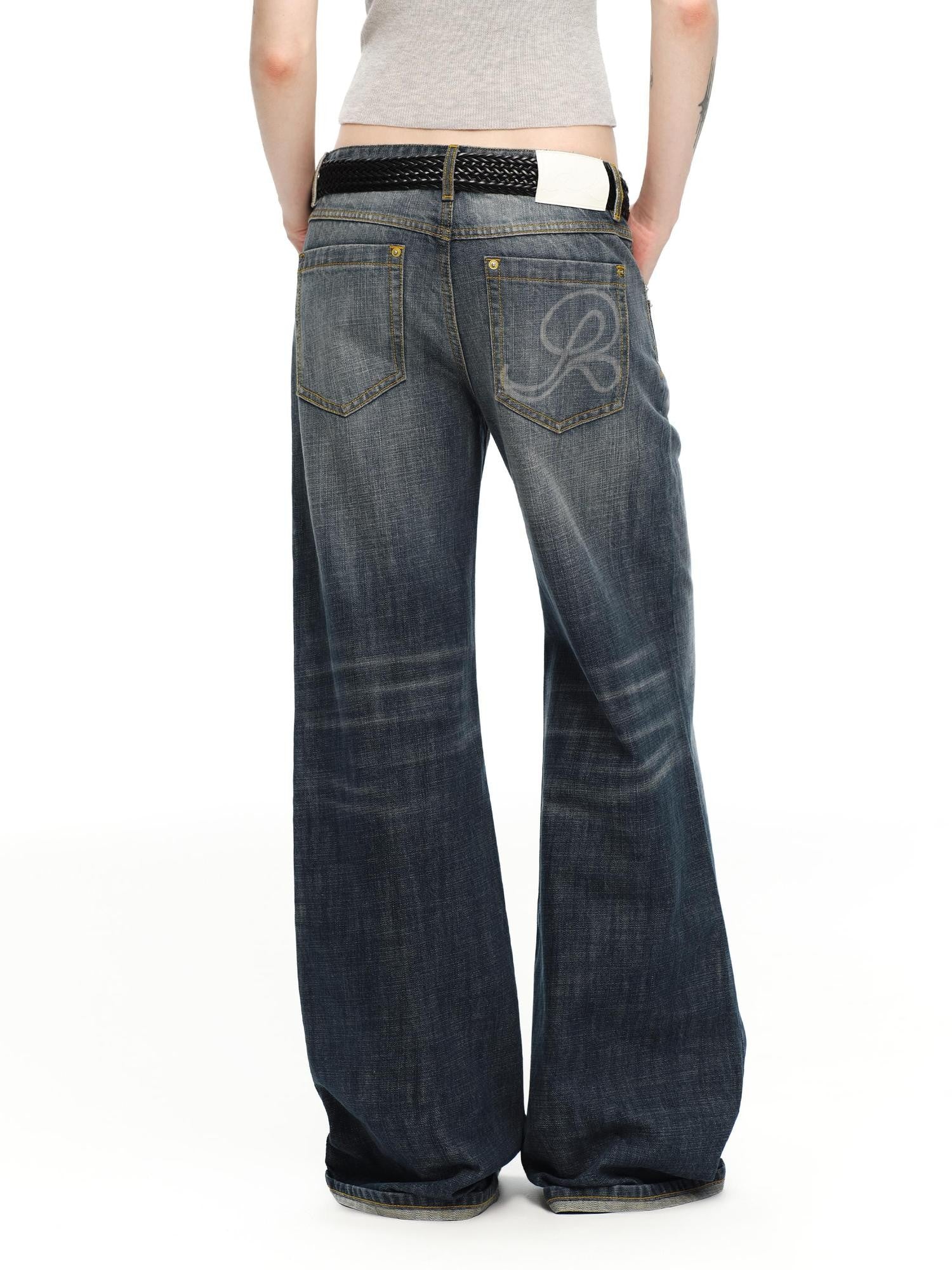 RUN TO THE FUTURE Gray Vintage Distressed Rolled Cuff Women&