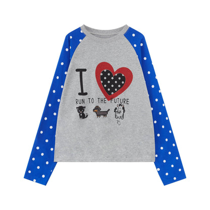 RUN_TO_THE_FUTURE_Heart_Colorblock_Polka_Raglan_Print_Women&