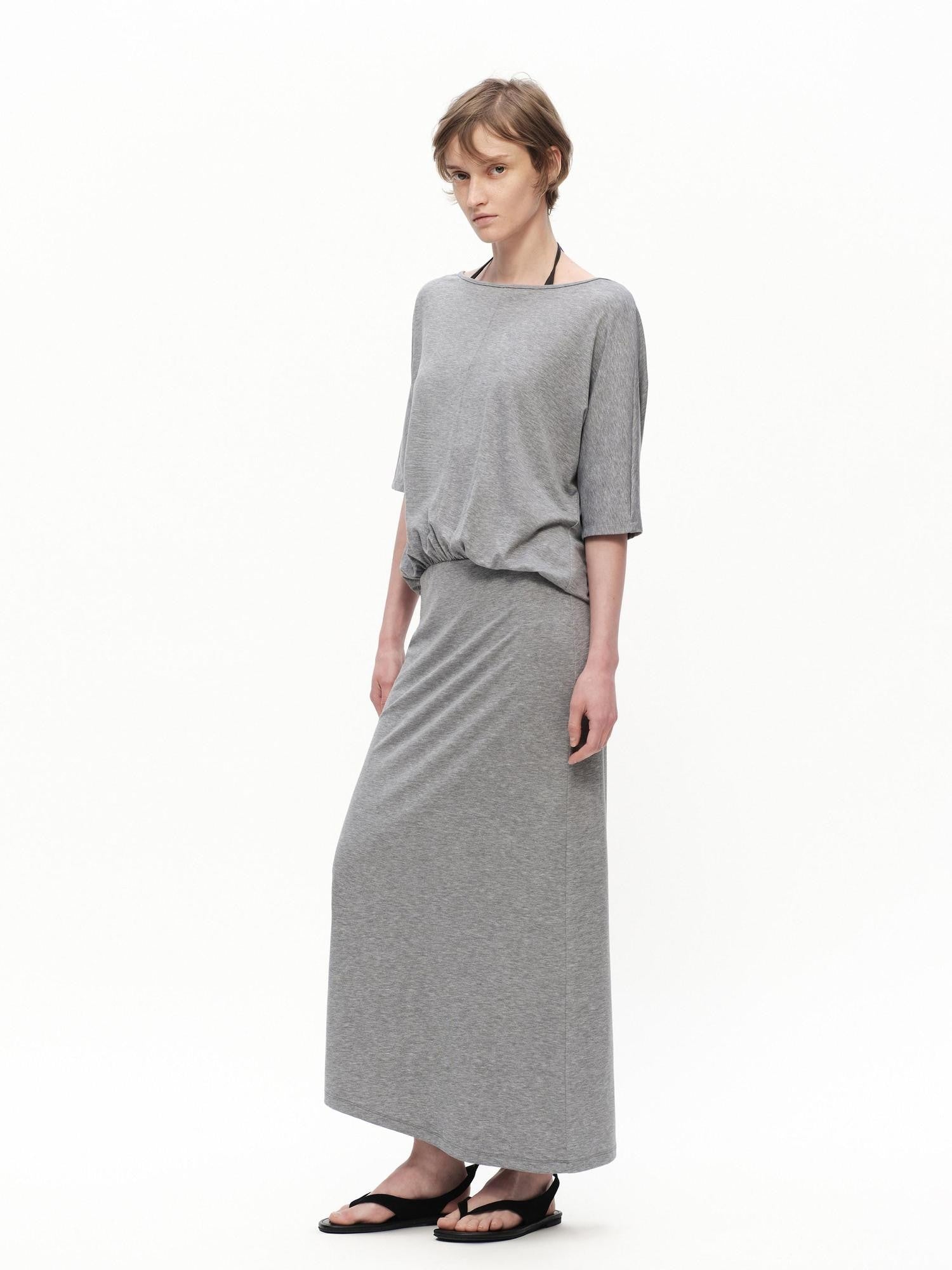 RUN TO THE FUTURE Heather Grey Draped Faux Two Piece Women&