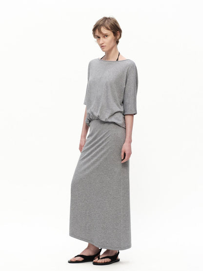 RUN TO THE FUTURE Heather Grey Draped Faux Two Piece Women&