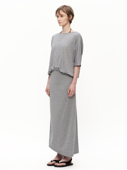 RUN TO THE FUTURE Heather Grey Draped Faux Two Piece Women&
