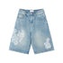 RUN TO THE FUTURE High Cotton Low Rise Wide Leg Mid Length Casual Nostalgic Blue Denim Shorts