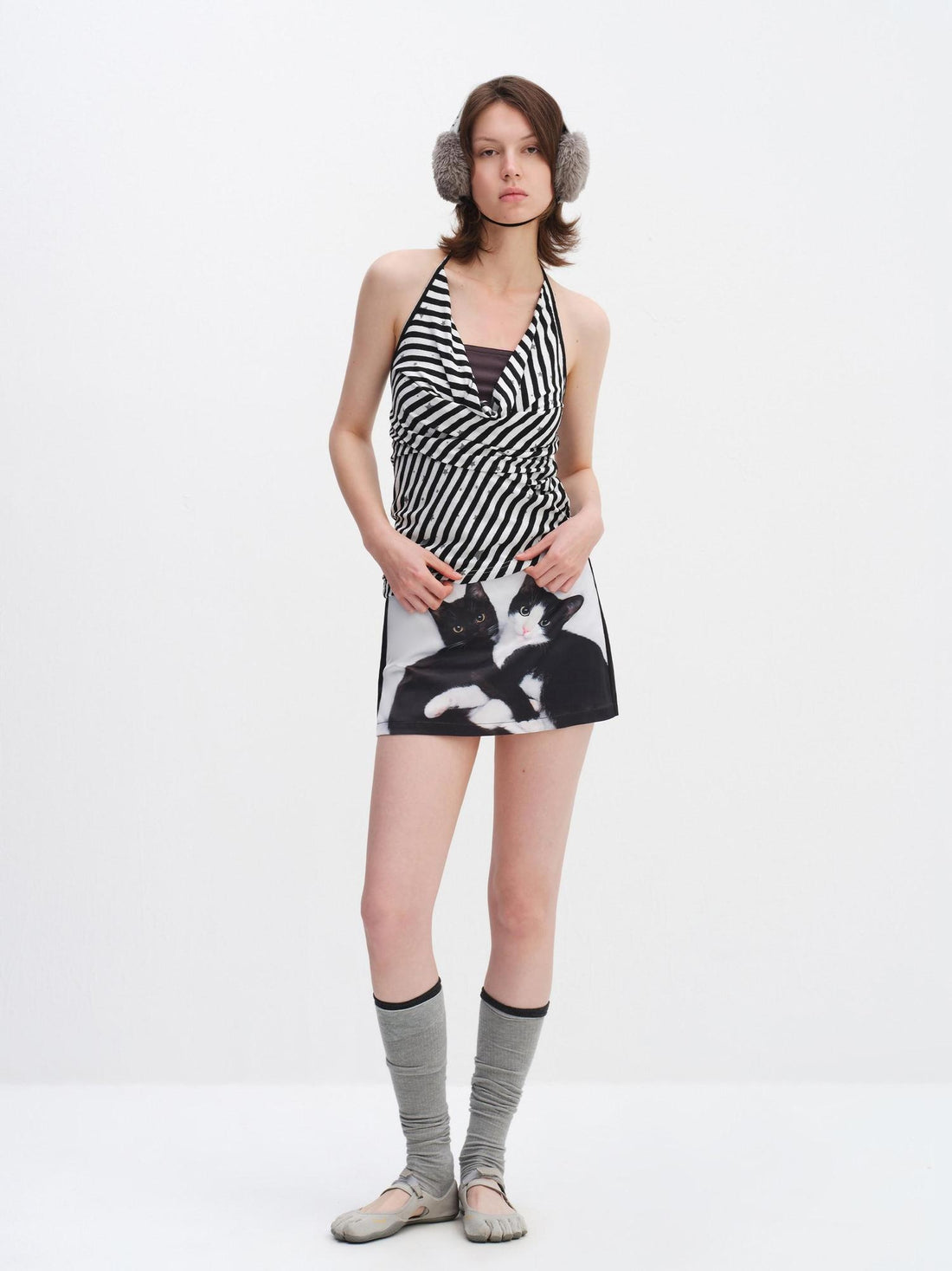 RUN TO THE FUTURE High Stretch Asymmetric A Line For Her Mid Waist Side Zipper Printed Mini Skirts
