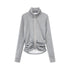 RUN TO THE FUTURE High Stretch Slim Ruched Zip Up Casual Raglan Stand Collar Women Hoodies
