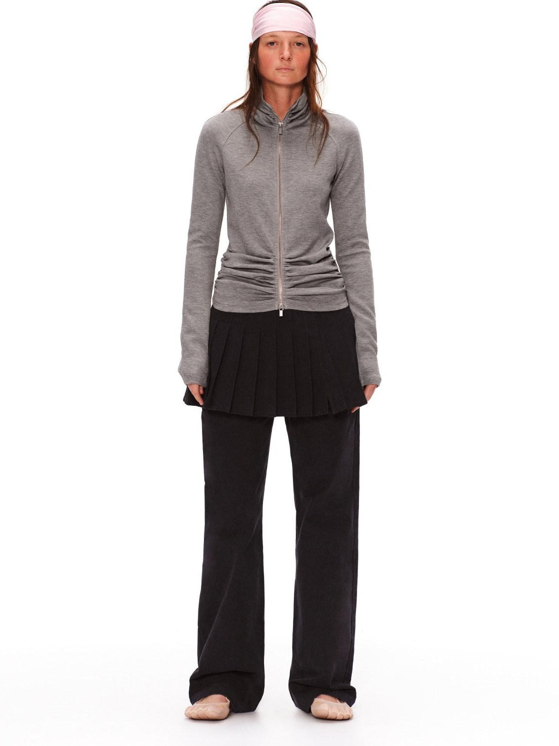 RUN TO THE FUTURE High Stretch Slim Ruched Zip Up Casual Raglan Stand Collar Women Hoodies