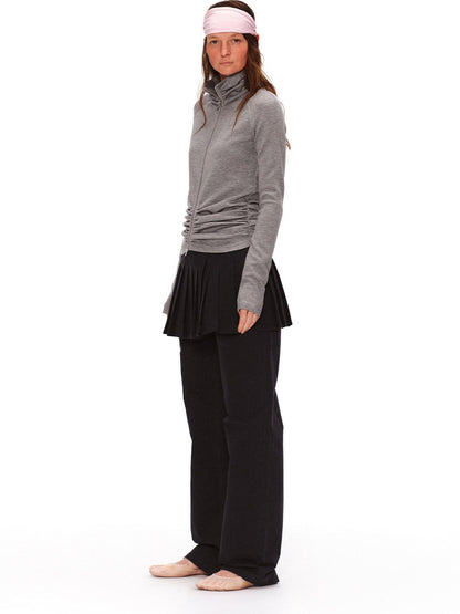 RUN TO THE FUTURE High Stretch Slim Ruched Zip Up Casual Raglan Stand Collar Women Hoodies