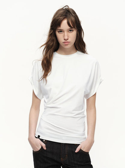 RUN TO THE FUTURE Irregular Pinch Ruched Crewneck Women&
