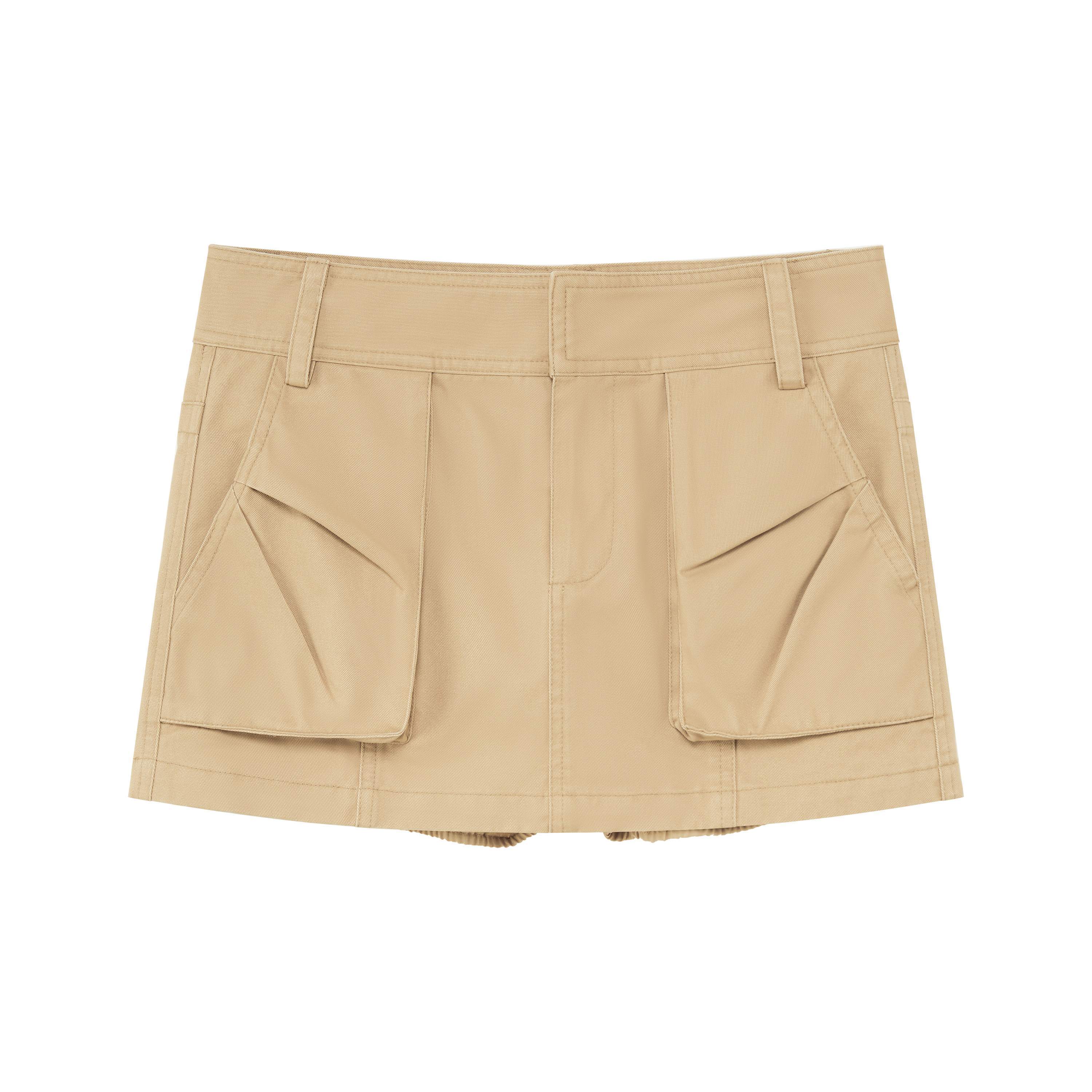 RUN_TO_THE_FUTURE_Khaki_Twill_Washed_Utility_Pockets_Mid_Rise_Women&