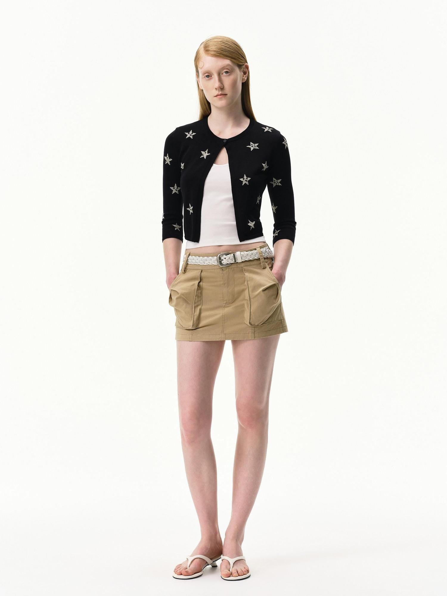 RUN TO THE FUTURE Khaki Twill Washed Utility Pockets Mid Rise Women&