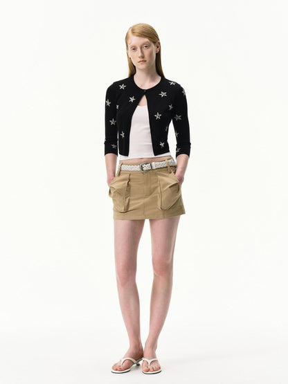 RUN TO THE FUTURE Khaki Twill Washed Utility Pockets Mid Rise Women&