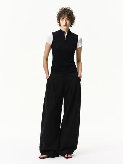RUN TO THE FUTURE Khaki Vintage Pleated Women&