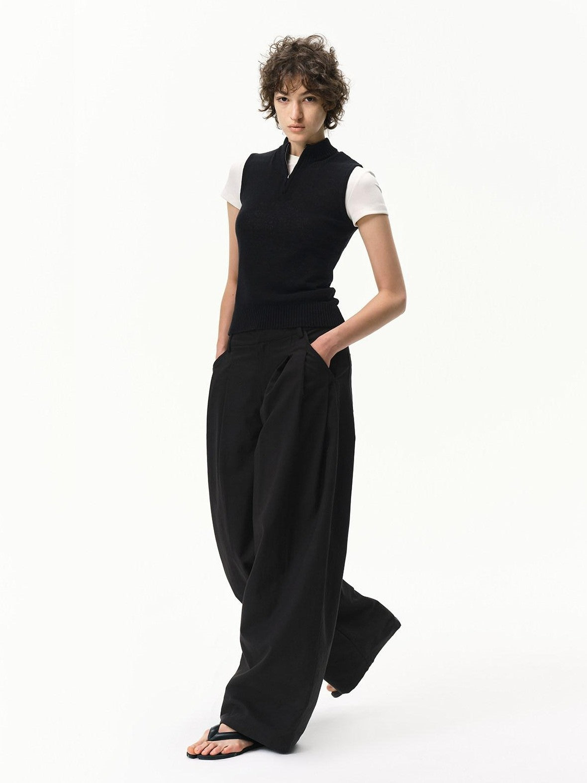 RUN TO THE FUTURE Khaki Vintage Pleated Women&