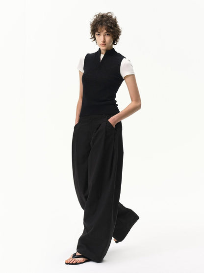 RUN TO THE FUTURE Khaki Vintage Pleated Women&
