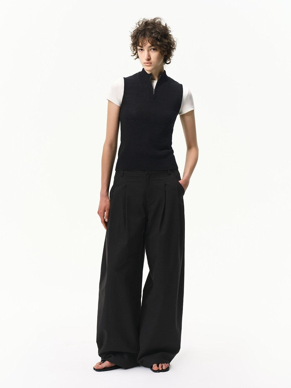 RUN TO THE FUTURE Khaki Vintage Pleated Women&