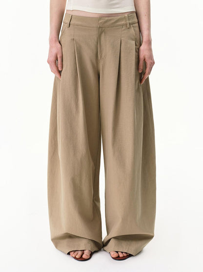RUN TO THE FUTURE Khaki Vintage Pleated Women&
