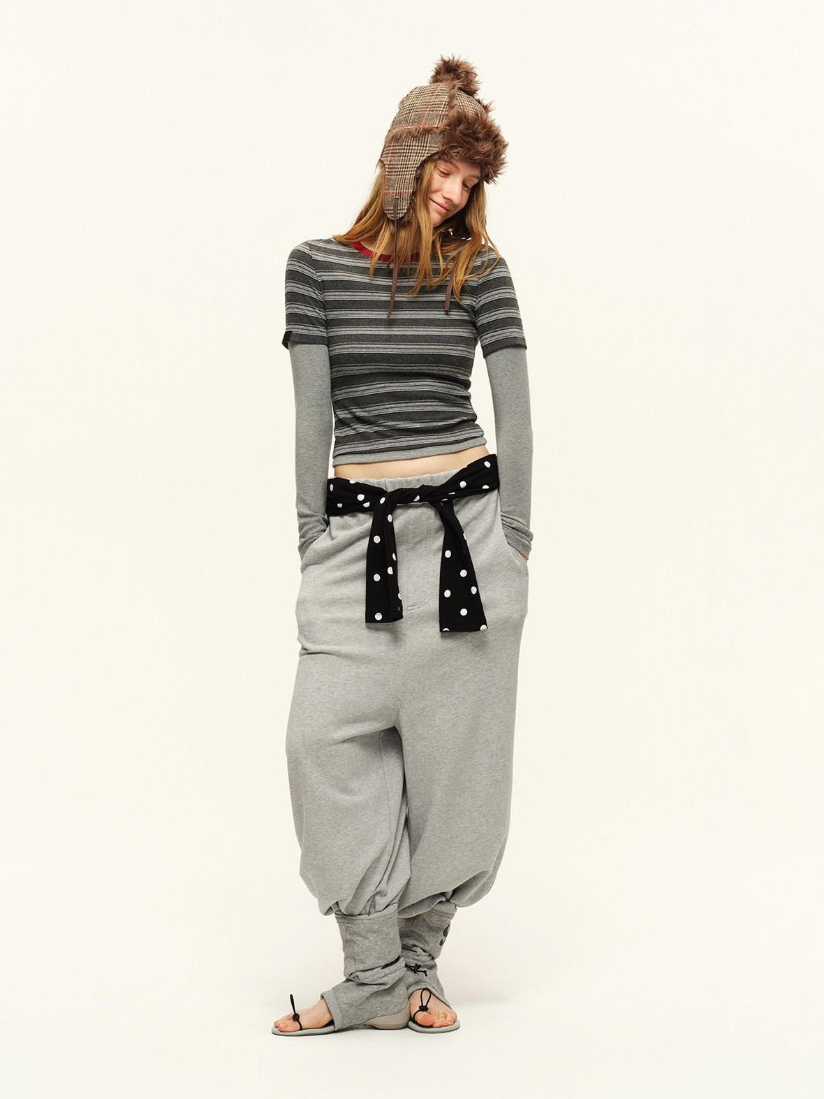 RUN TO THE FUTURE Layered Spliced Casual Crewneck For Women Black Red Striped Long Sleeve T-Shirts