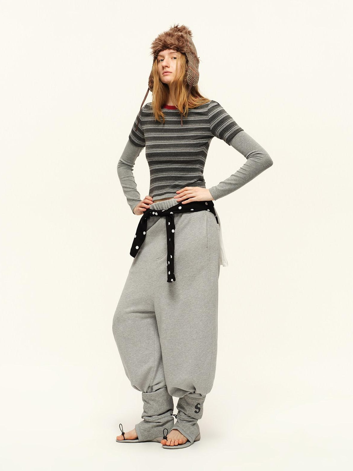 RUN TO THE FUTURE Layered Spliced Casual Crewneck For Women Black Red Striped Long Sleeve T-Shirts
