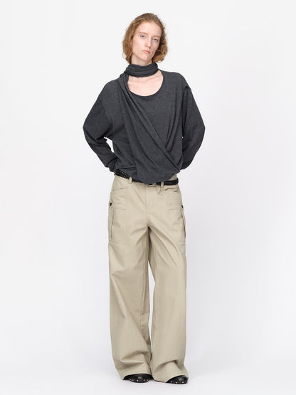 RUN TO THE FUTURE Lazy Scarf Design Long Sleeve Asymmetric Shoulder Women&