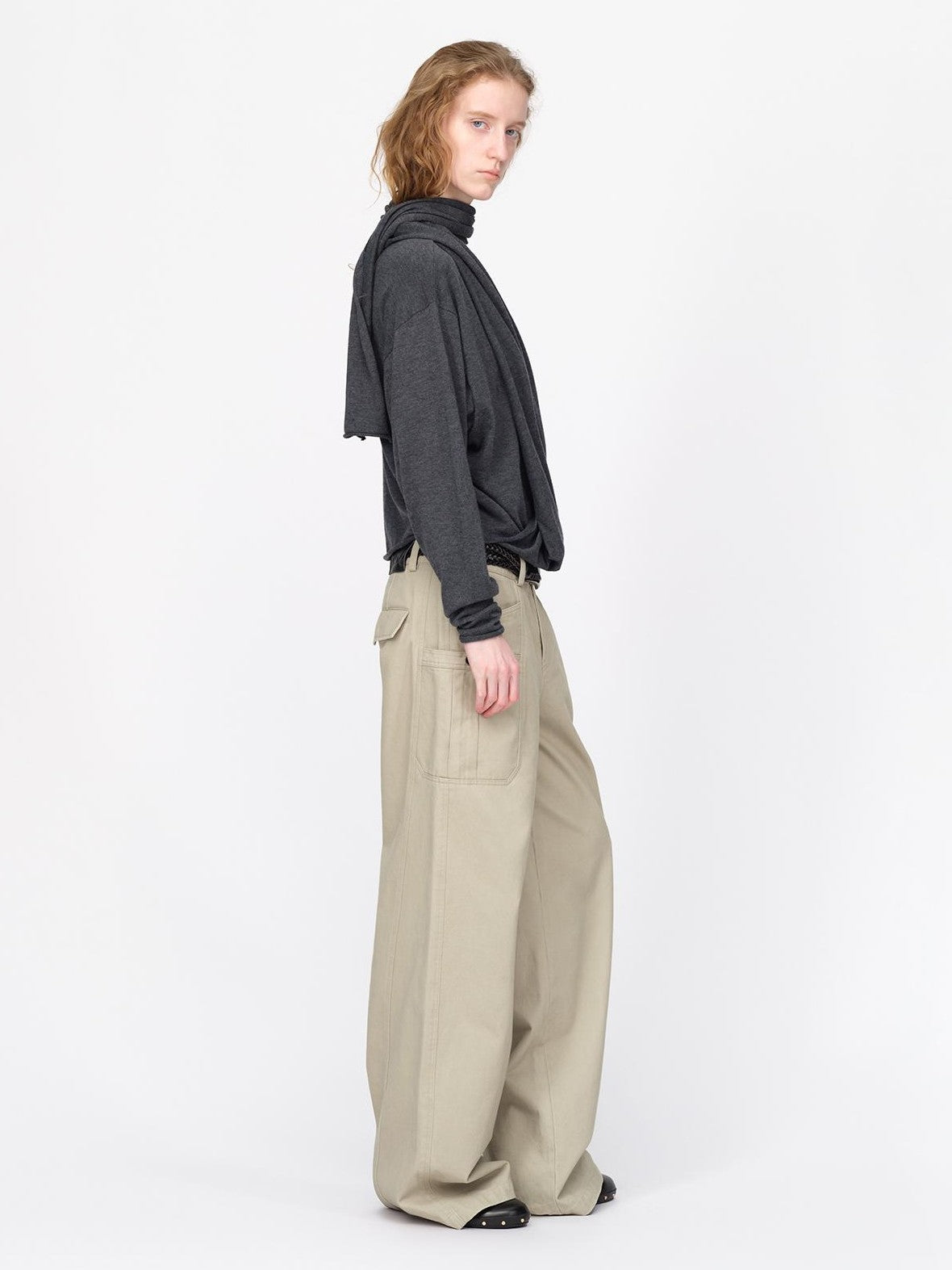 RUN TO THE FUTURE Lazy Scarf Design Long Sleeve Asymmetric Shoulder Women&