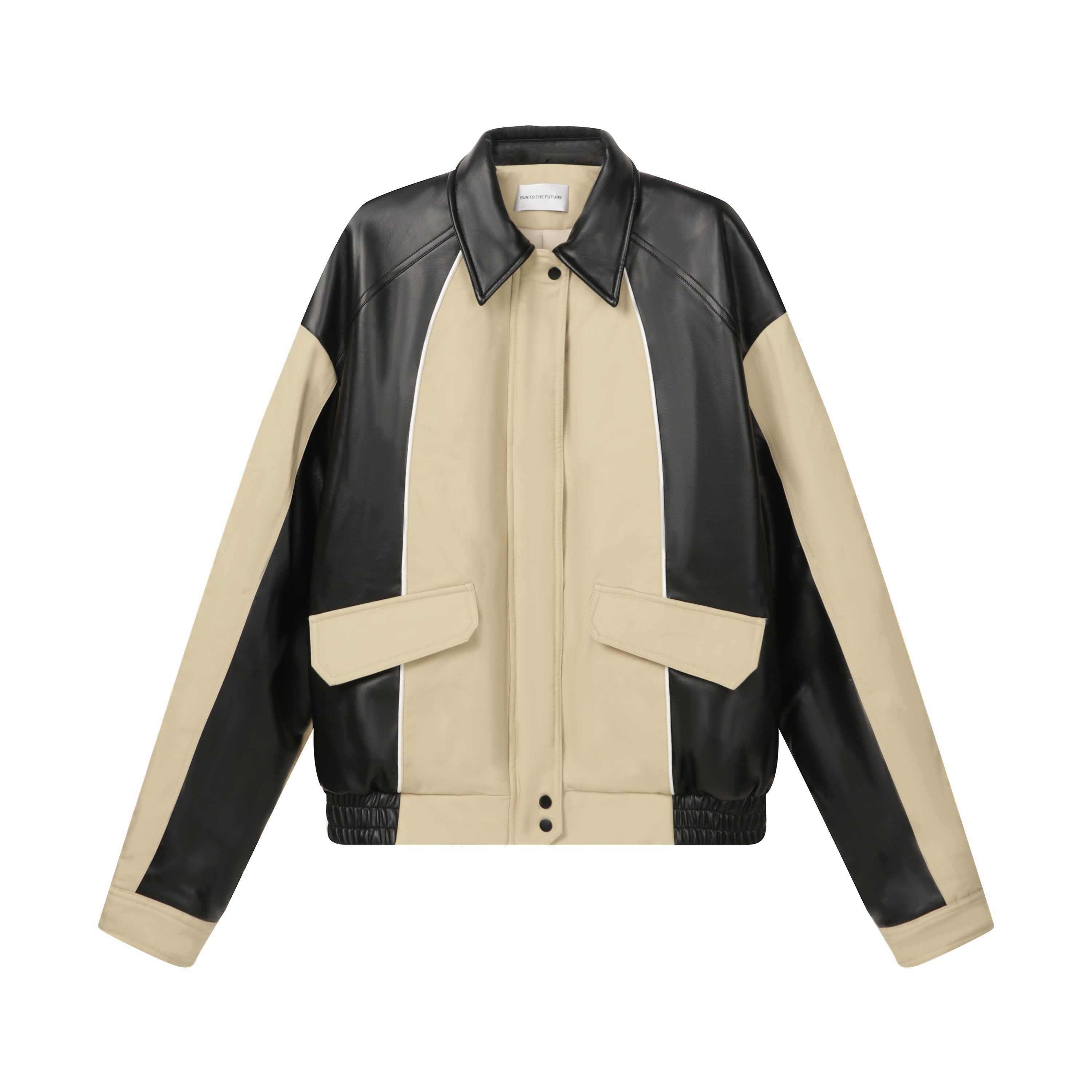 RUN_TO_THE_FUTURE_Lightweight_Cotton_Blend_Straight_Cut_Commuter_Khaki_Black_Zip_Puffer_Jackets_MISSTT