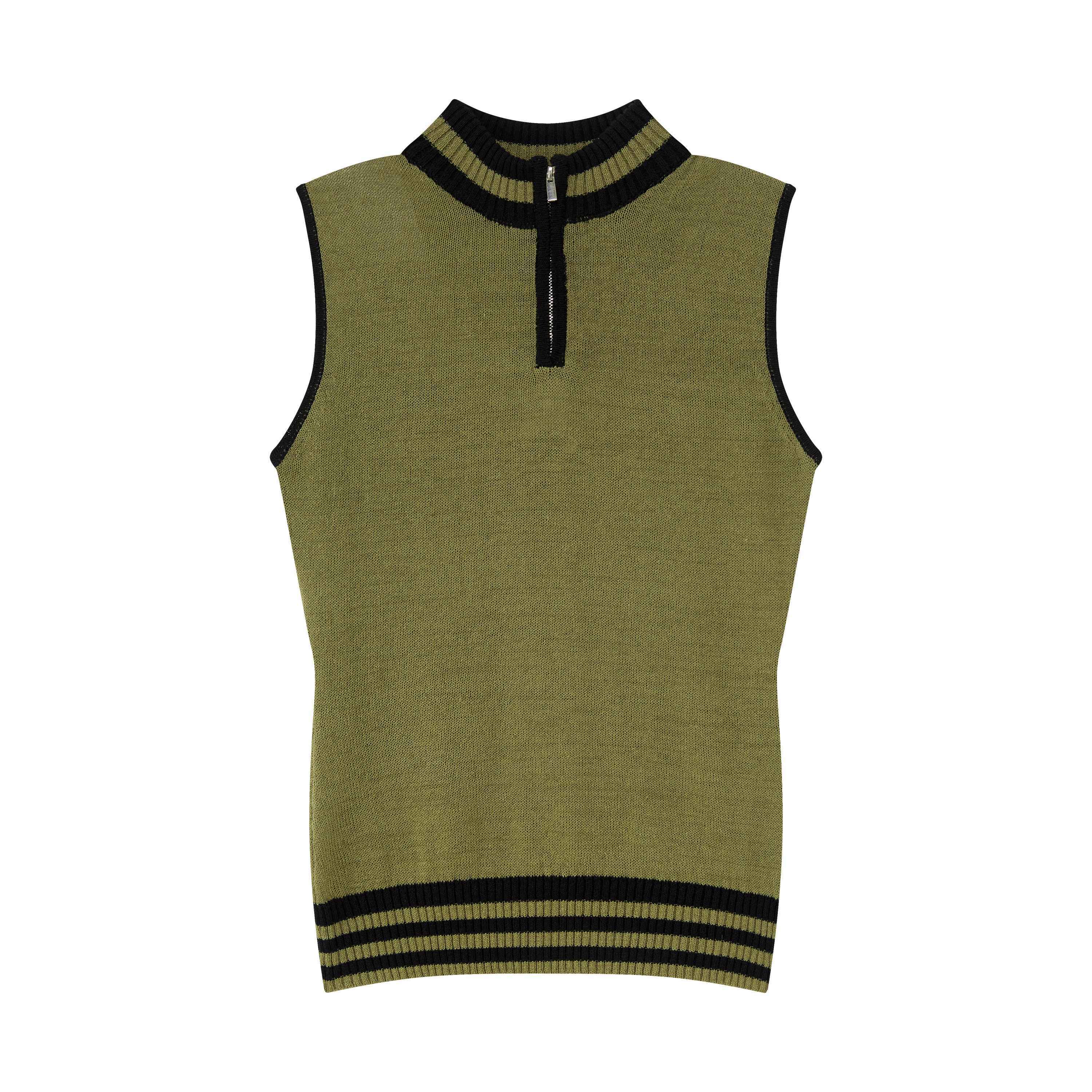 RUN_TO_THE_FUTURE_Linen_Knit_Mock_Neck_Racerback_Slimming_Women&