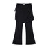 RUN TO THE FUTURE Low Rise Lace Faux Layered Casual Womens Classic Black Flare Pants