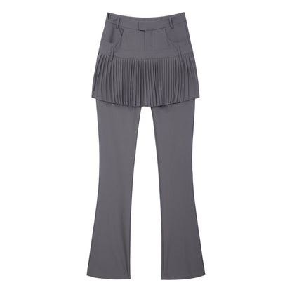 RUN_TO_THE_FUTURE_Low_Rise_Micro_Flare_Casual_Ladies_Stretch_Polyester_Blend_Cement_Gray_Skorts_MISSTT