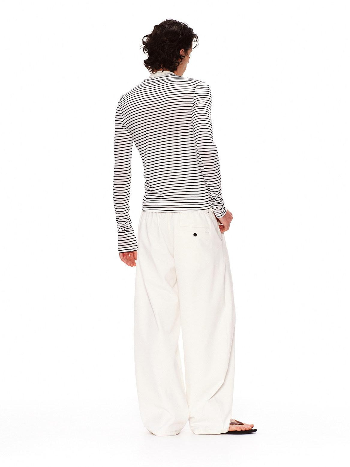RUN TO THE FUTURE Lyocell Striped Color Block Faux Two Piece Casual Women Long Sleeve T-Shirts