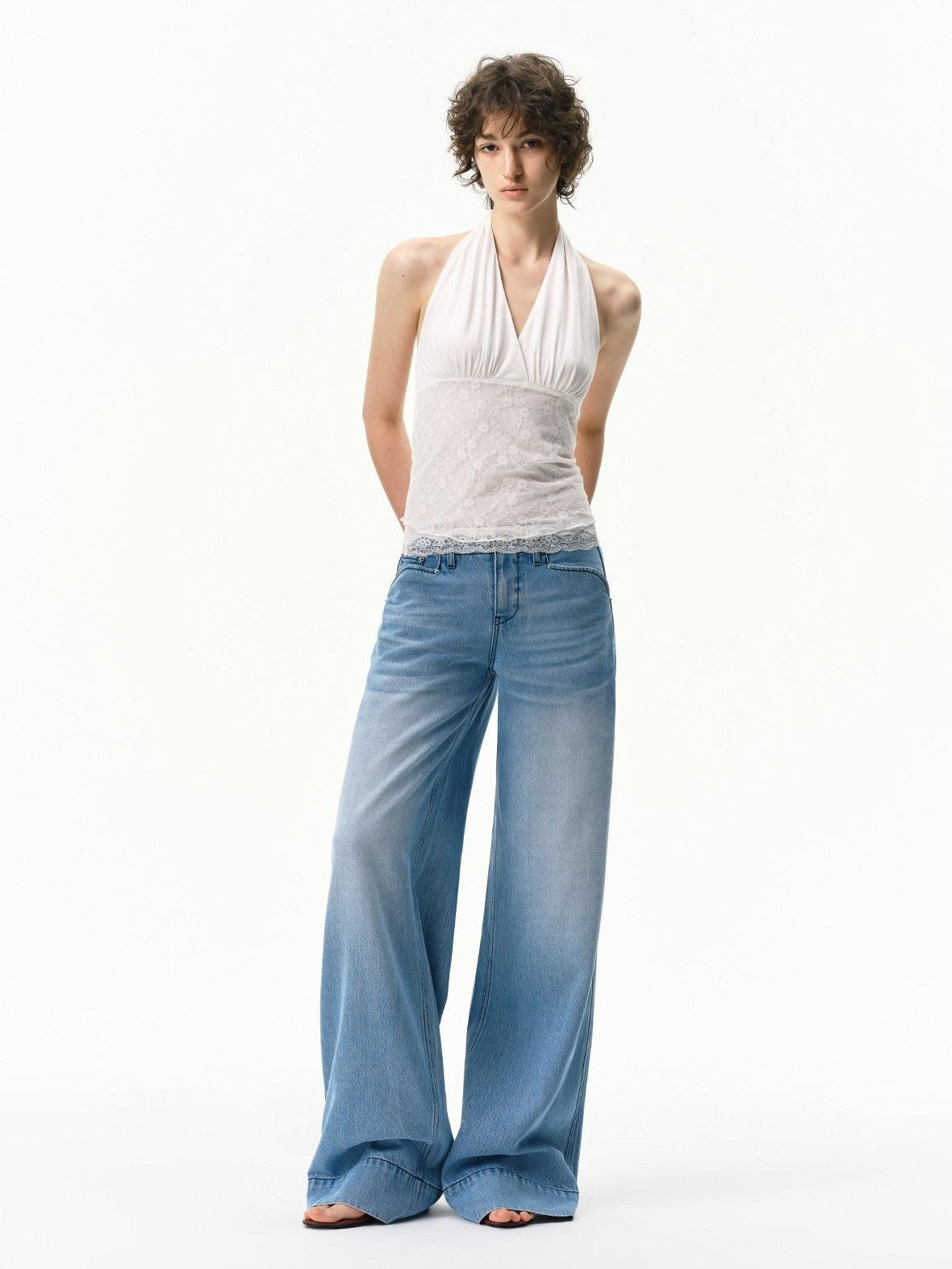 RUN TO THE FUTURE Mid Blue Washed Lyocell Blend Mid Low Waist Loose Women&