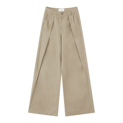 RUN TO THE FUTURE Minimalist Pleated Natural Waist Cotton Classic Black Wide-Leg Pants