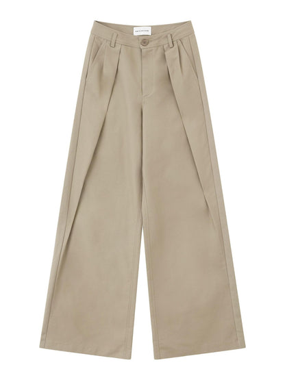 RUN TO THE FUTURE Minimalist Pleated Natural Waist Cotton Classic Black Wide-Leg Pants