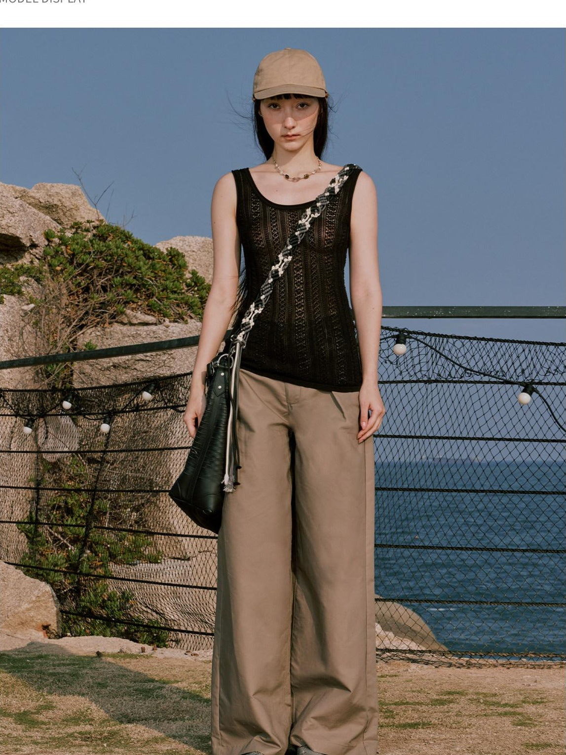 RUN TO THE FUTURE Minimalist Pleated Natural Waist Cotton Classic Black Wide-Leg Pants