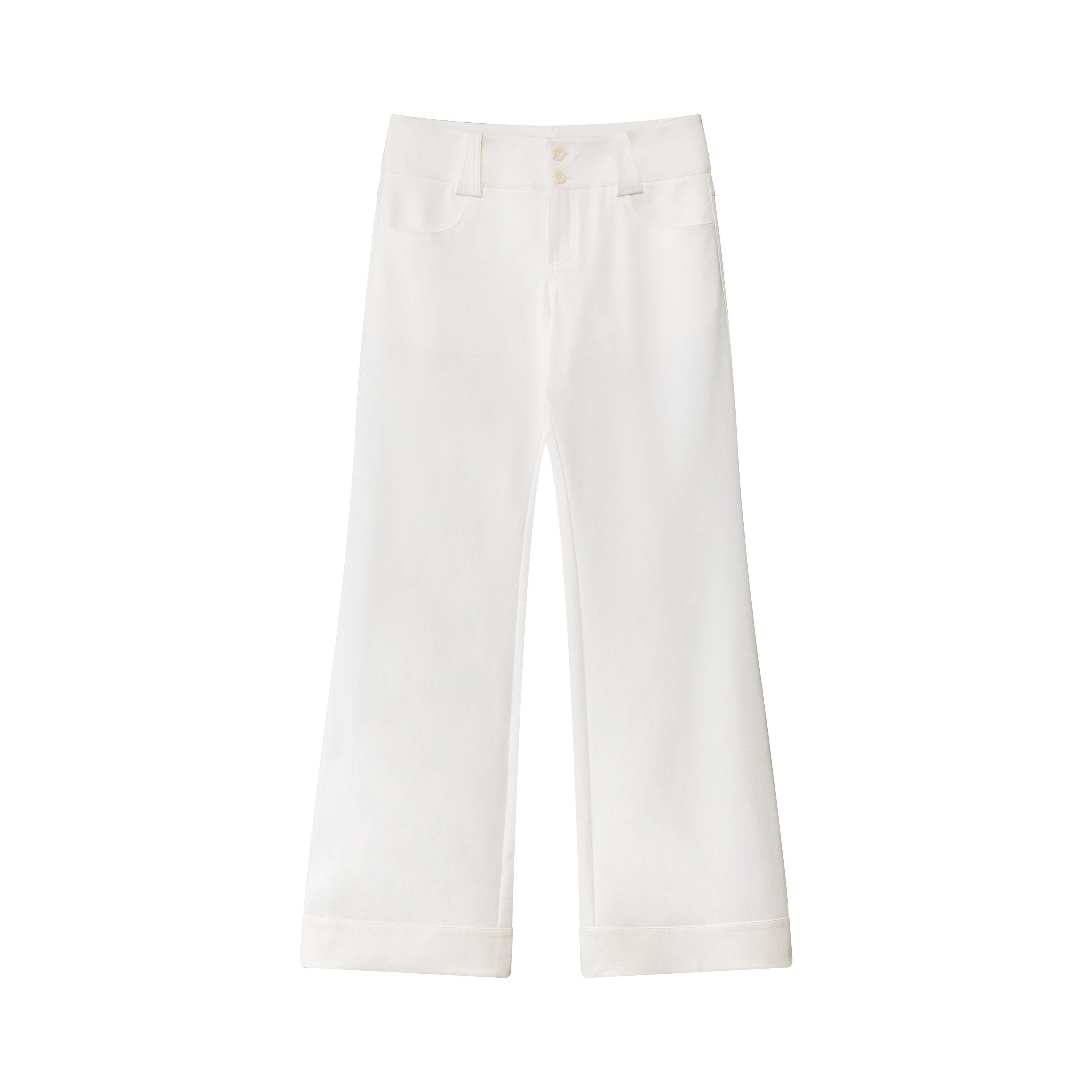 RUN TO THE FUTURE Minimalist Straight Low Waist Zipper Black White Stretch Wide-Leg Pants
